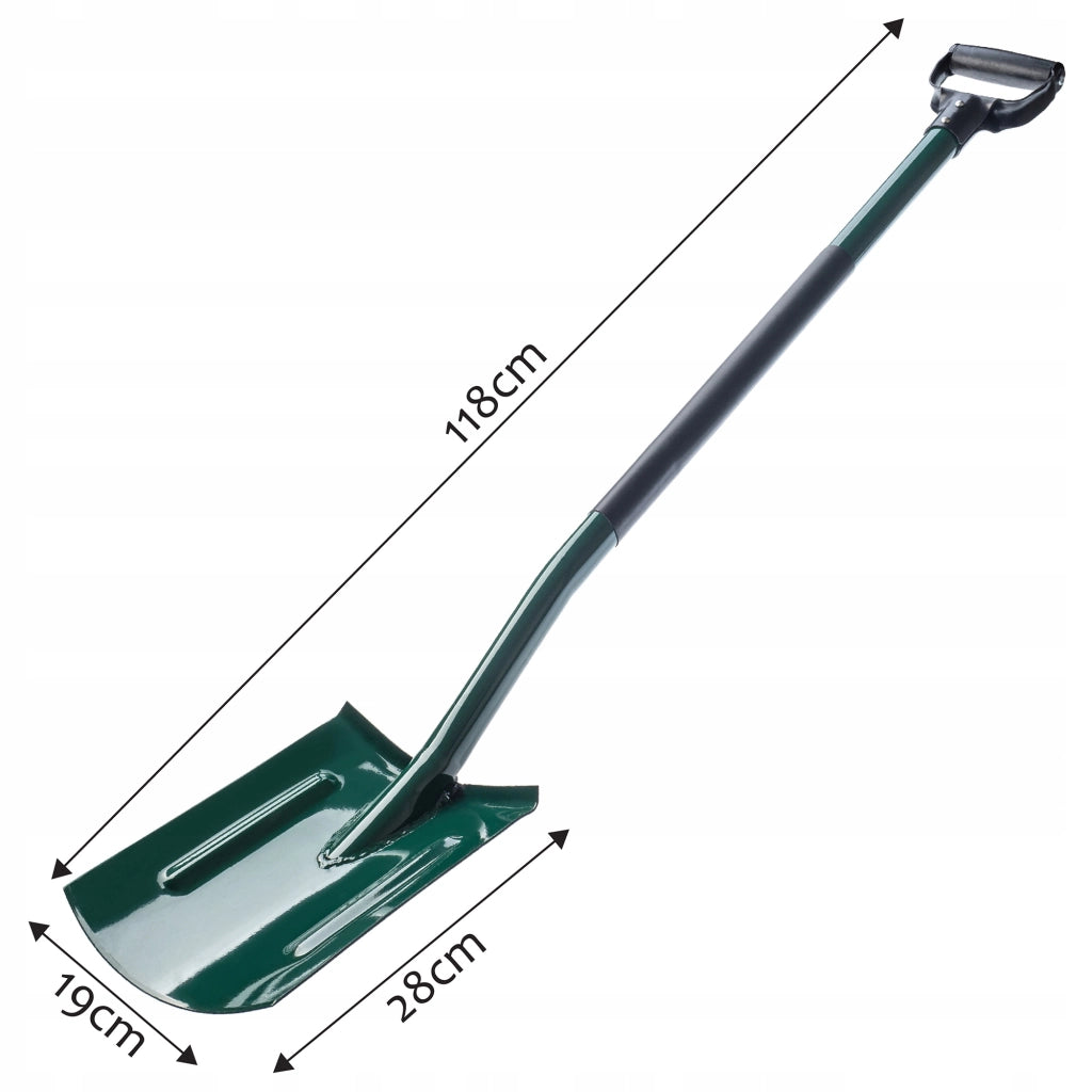 Pala dritta KADAX da giardino, 118 cm, in metallo, ergonomica e robusta.