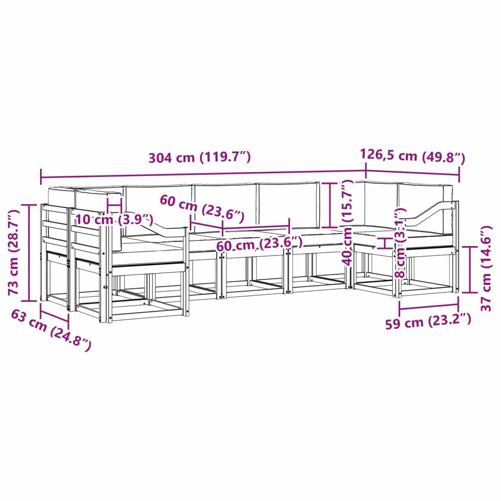 Set di divani da esterno 7 pz Bianco e Antracite 3388171