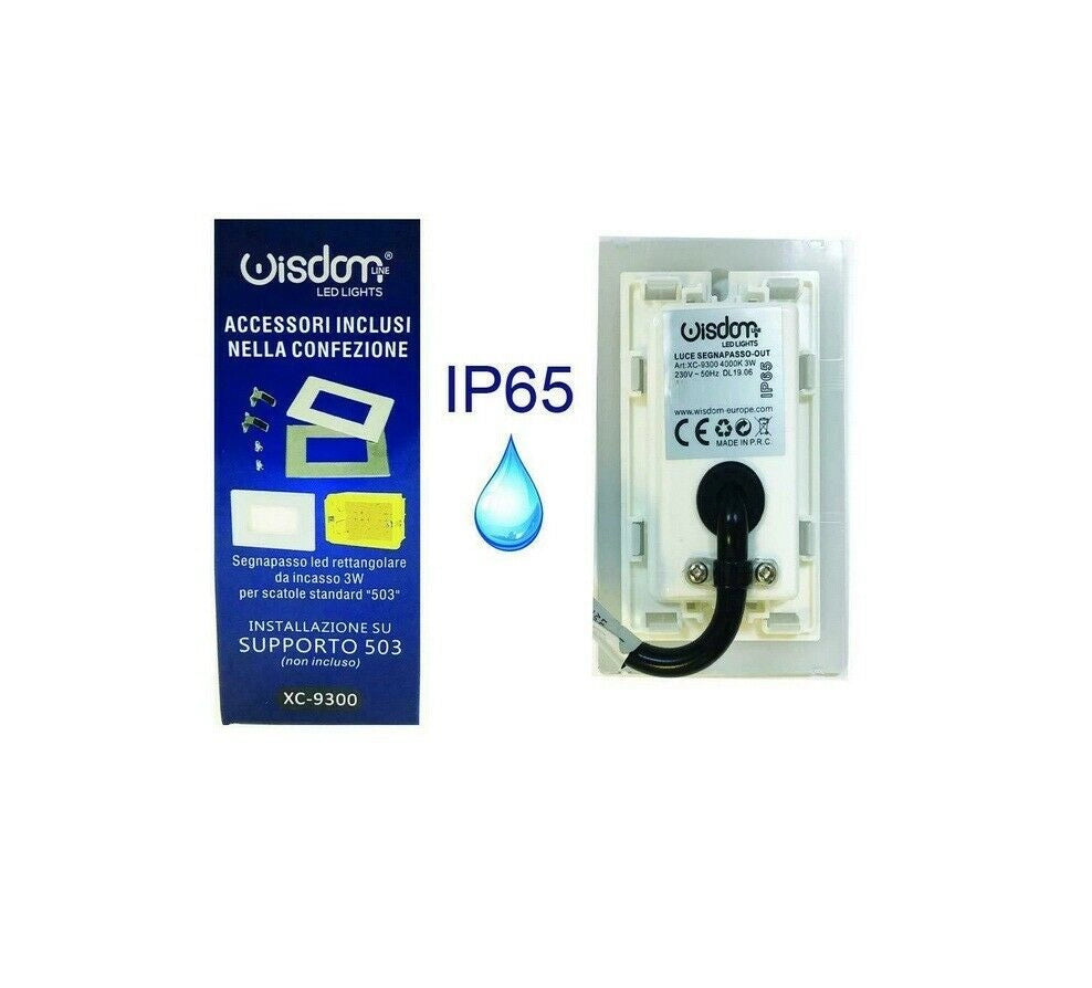 Faretto Segnapasso Led Per cassetta 503 3W IP65 220V 4000k da Interno ed Esterno