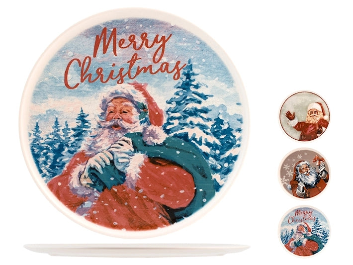 Piatto panettone 1 pezzo in stoneware decoro natale cm 32.