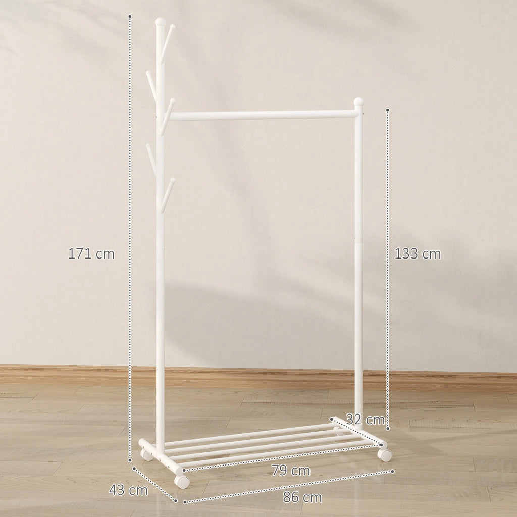 Appendiabiti con Ruote e Ripiano ¨C Xylo ¨C Bianco 86x43x171 cm