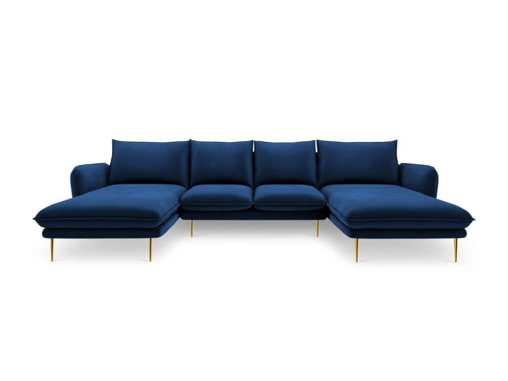 Cosmopolitan Design - Divano panoramico "Vienna" 6 posti in velluto blu reale 