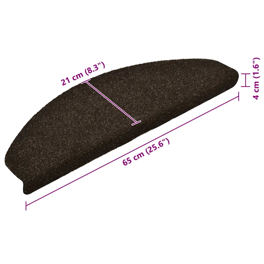 Tappetini per scale autoadesivi 20 pz 65x21x4 cm marrone scuro semicircolari grandi 3365649