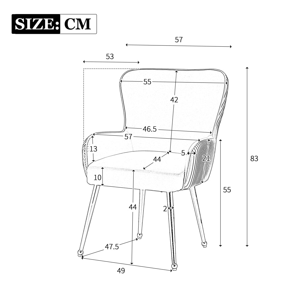 Sedia da pranzo 6 pezzi con braccioli e supporto lombare, in velluto, Beige