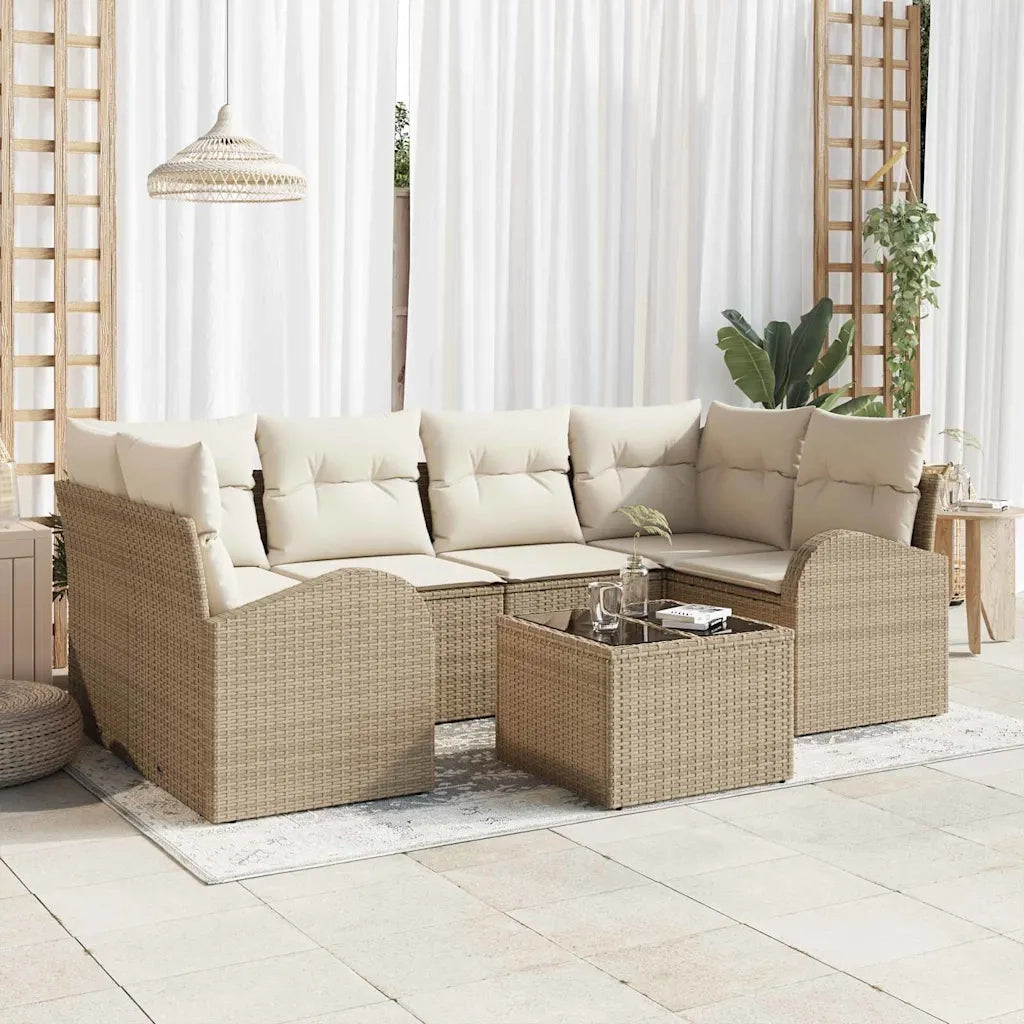 Set Divano da Giardino Beige 55 x 55 x 37 cm polyrattan