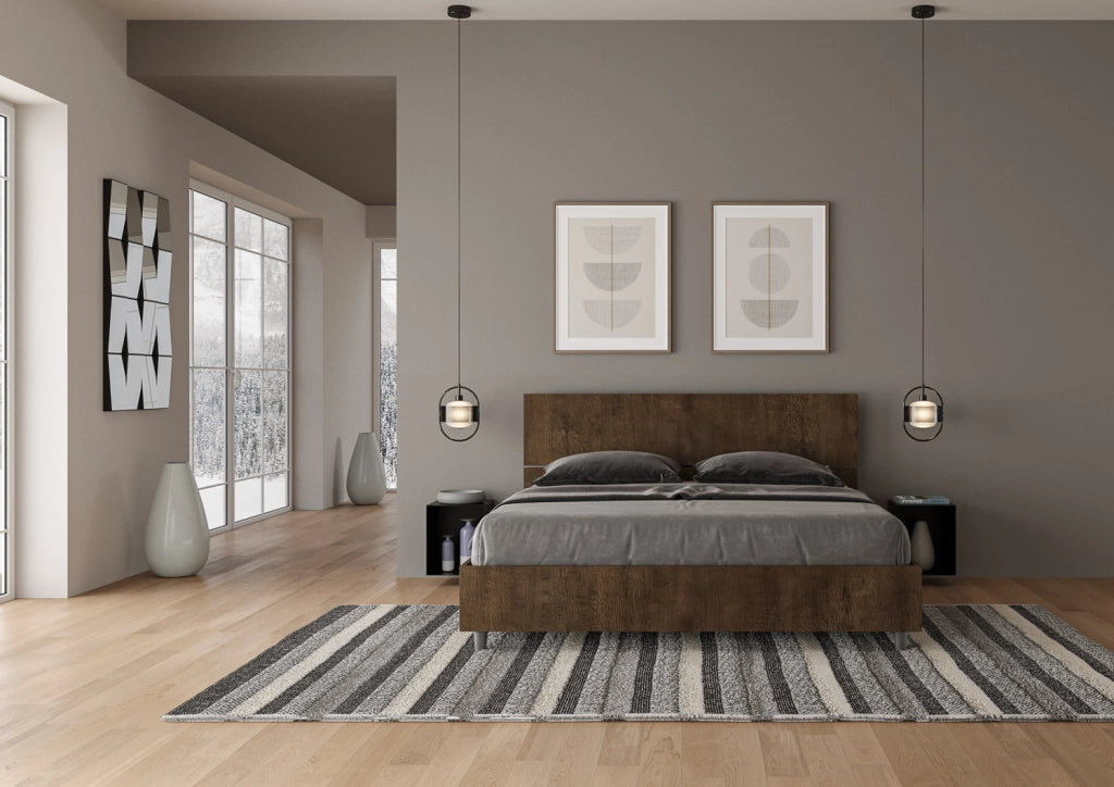 BS COM Letto matrimoniale contenitore 160x190 testata inclinata noce