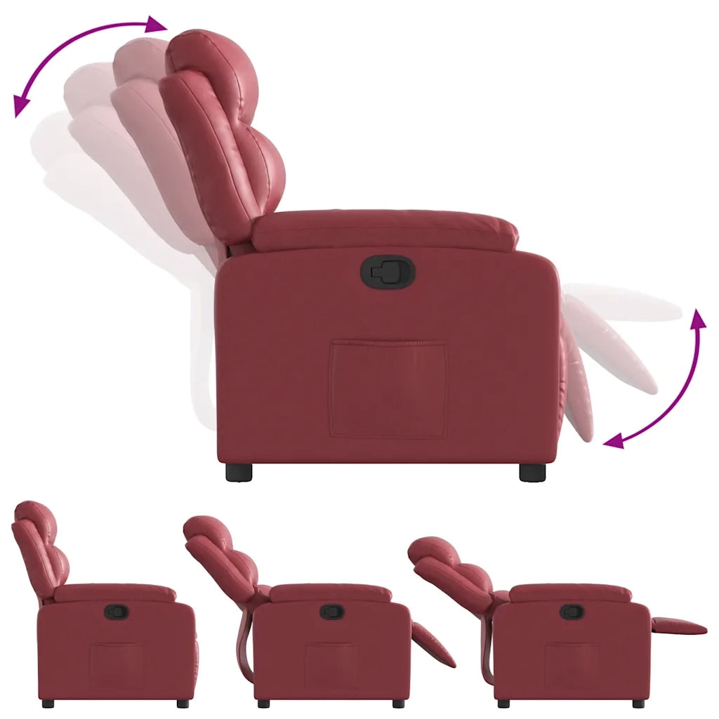 Poltrona Reclinabile Rosso Vino in Similpelle 373490