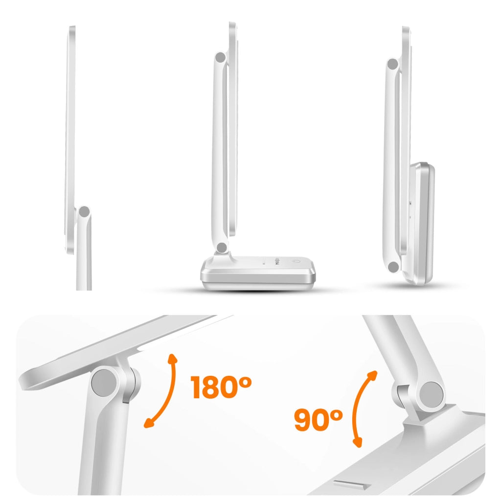 Lampada LED da scrivania pieghevole ricaricabile con touch e supporto integrato Bianco Max excell