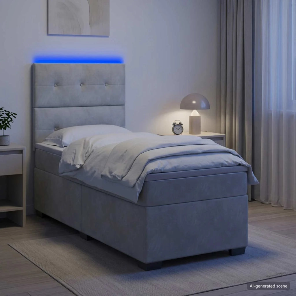 Letto box spring con materasso Grigio Chiaro 80 x 200 cm 3454994