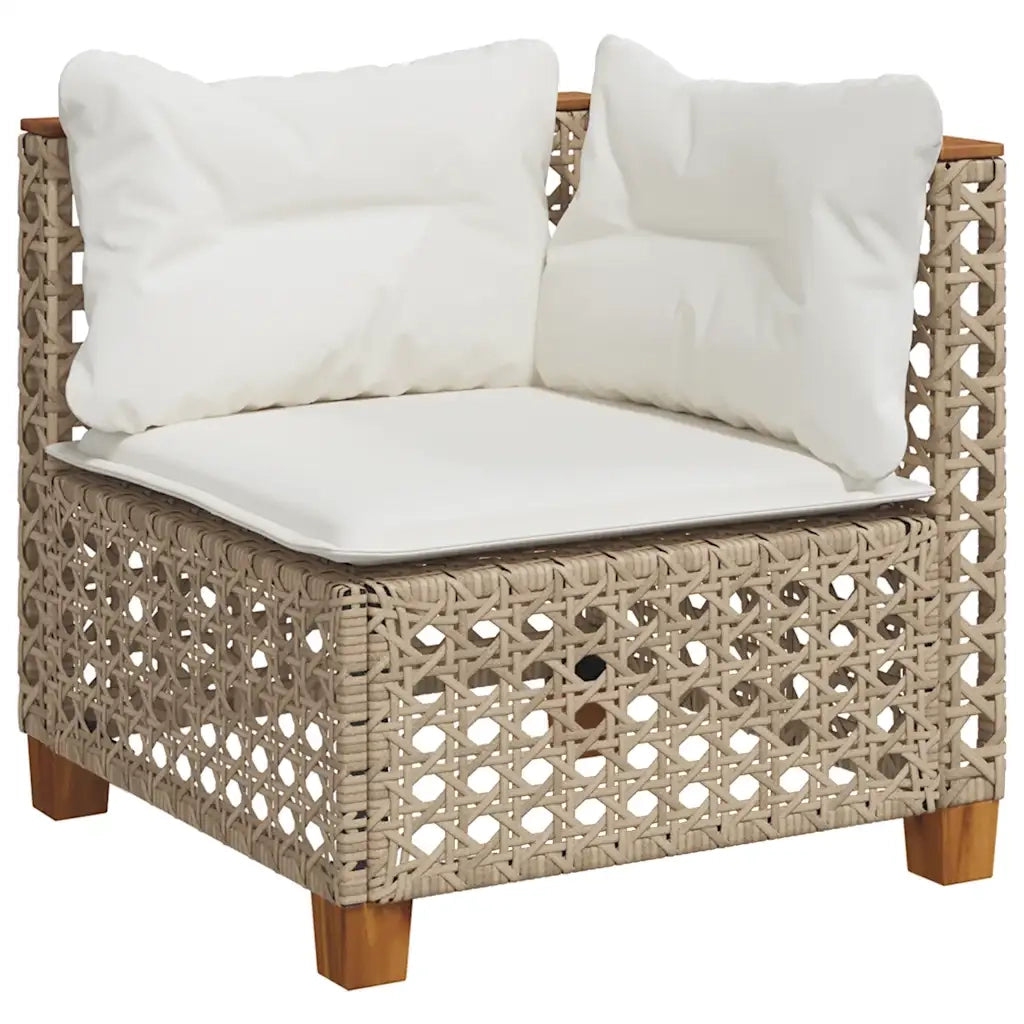 Set Divano da Giardino 5 pz con Cuscini Beige in Polyrattan