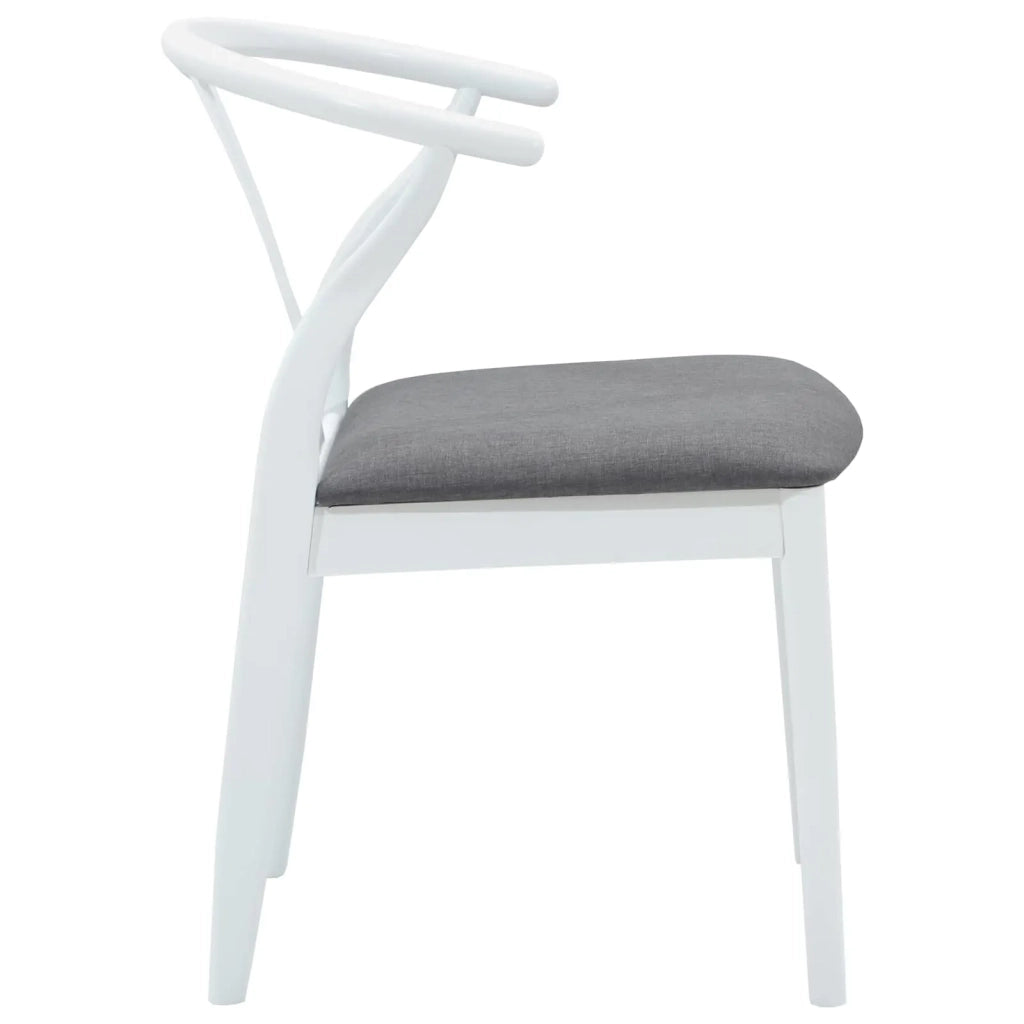 Sedia da pranzo 2 pcs Bianco e Grigio Legno di gomma solido 42020415