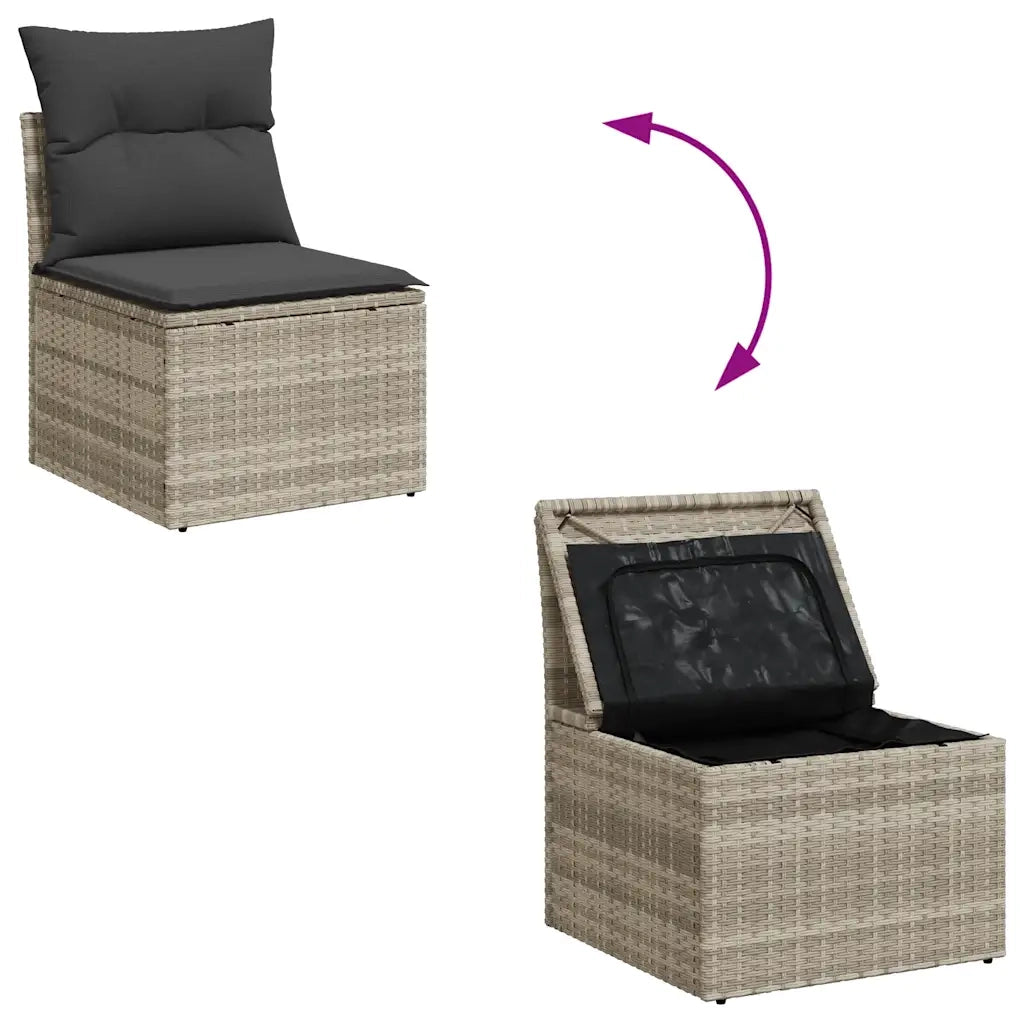 Set Divani da Giardino 11 pz con Cuscini in Polyrattan Grigio 3326233