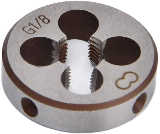 Matrijs a Scavare G1/8 - Alta Precisione - Strumento per Tornare - Acciaio Laminato - Diametro Esterno 30 Mm - 4 Fori Chip - Matrijs a Scavare