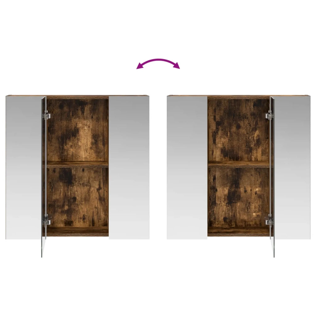 Mobiletto per specchio da bagno Rovere fumé 70 x 14,5 x 70 cm 889091