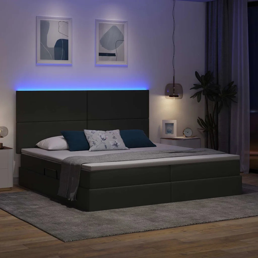 Letto con contenitore e LED con led Grigio scuro 200 x 200 cm