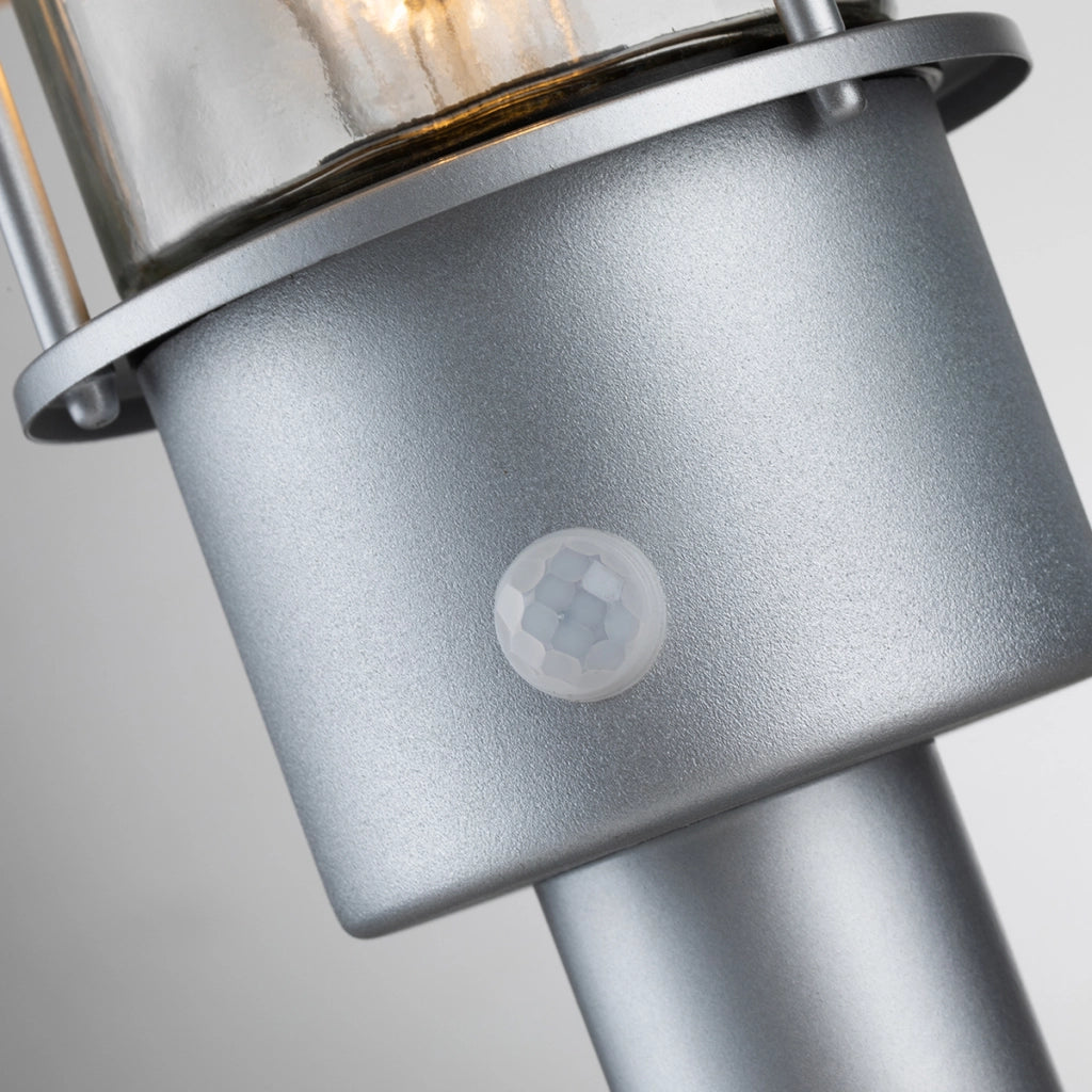 Lampada da esterno a colonna con sensore argento E27 60W Elstead