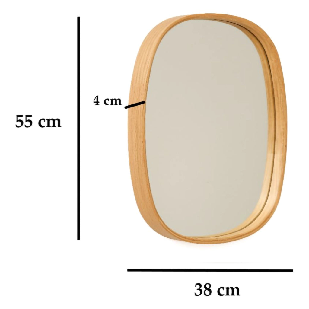 Piansano, Specchio Forma Ovale, 38x55h cm Marrone Rovere