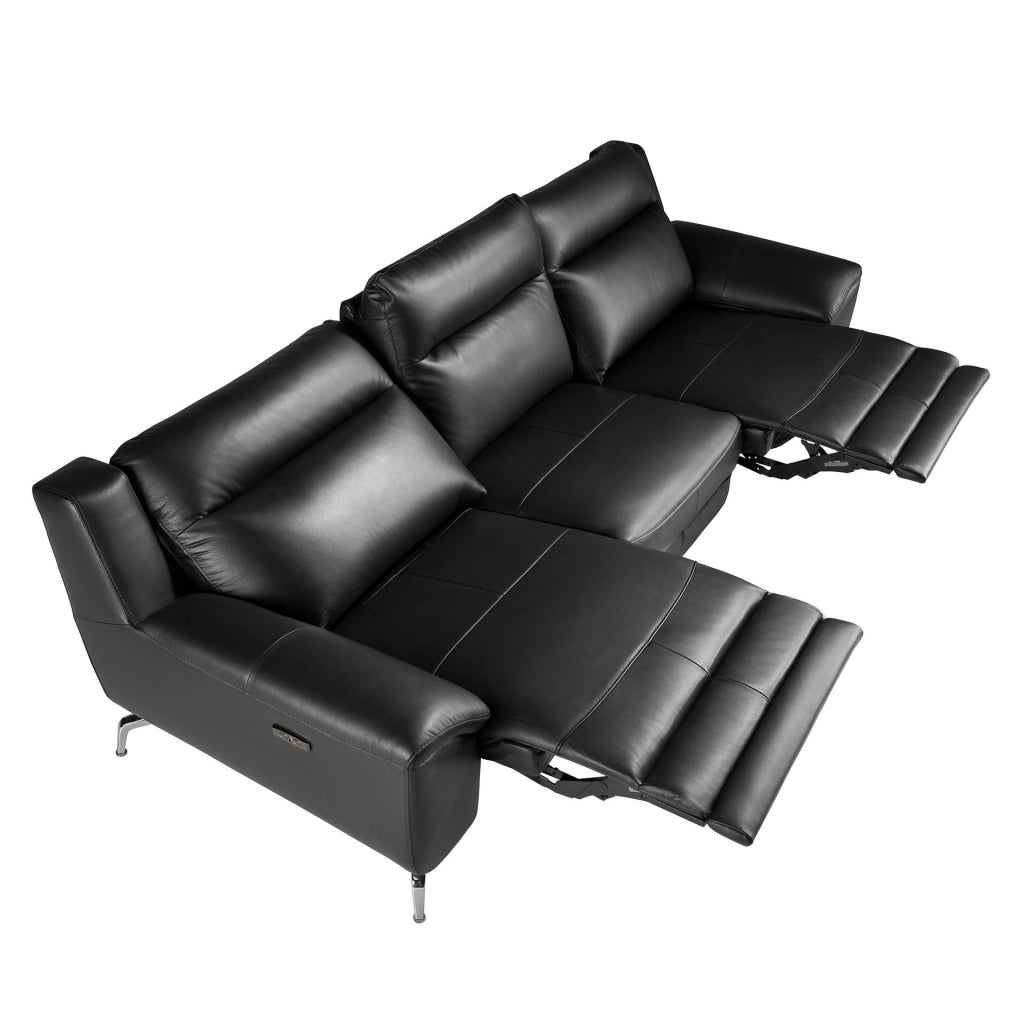 Divano relax a 3 posti in pelle nera