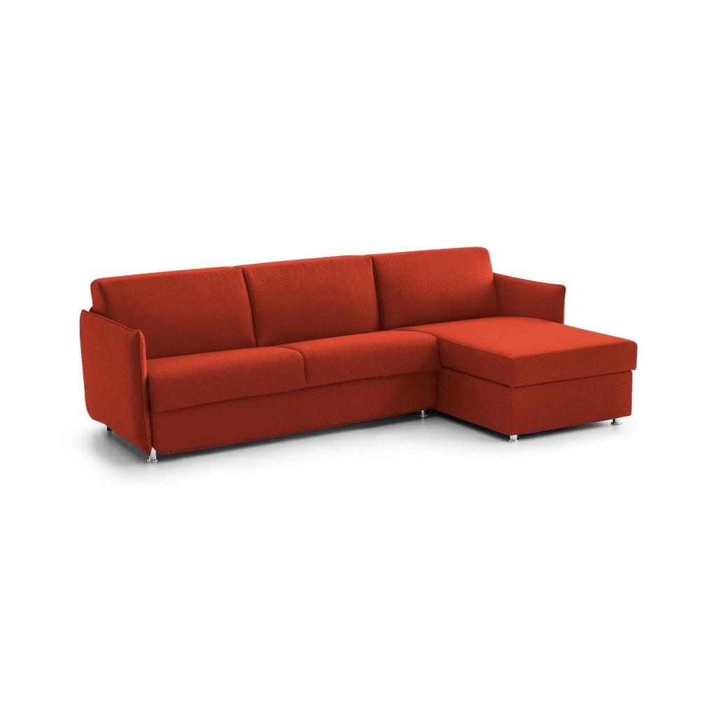 Sumirago, Divano Letto con Penisola Sfoderabile Made in Italy, 260x160 cm Arancione