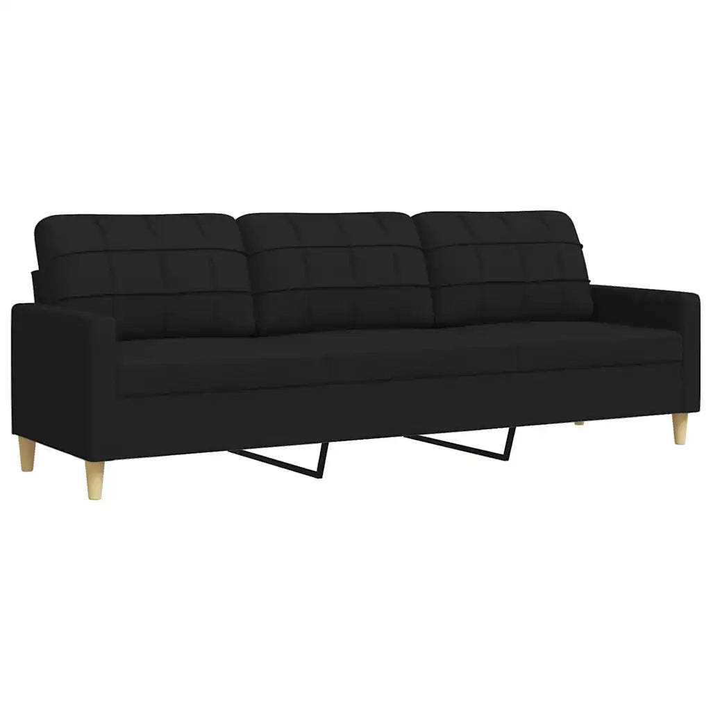 Divano a 3 Posti-Sofa 3 Posti Nero 210 cm in Tessuto