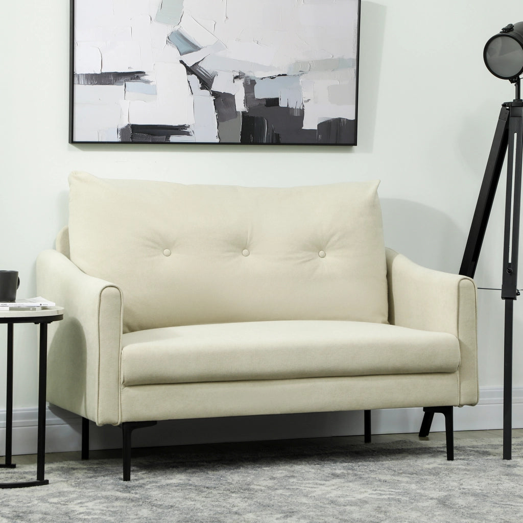 Divano 2 posti imbottito ¨C Minimal ¨C crema metallo