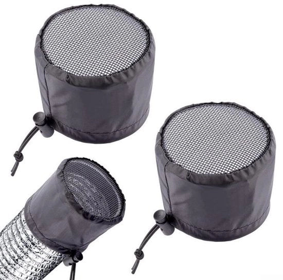 Kit di ventilazione per piante - Filtro a rete - Progettato in gomma - Nero - Ventilatore di aspirazione - 2 pezzi - Adatto per la crescita delle piante