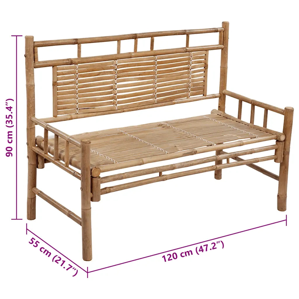 Panca da Giardino con Cuscino 120 cm in Bambù 3063887