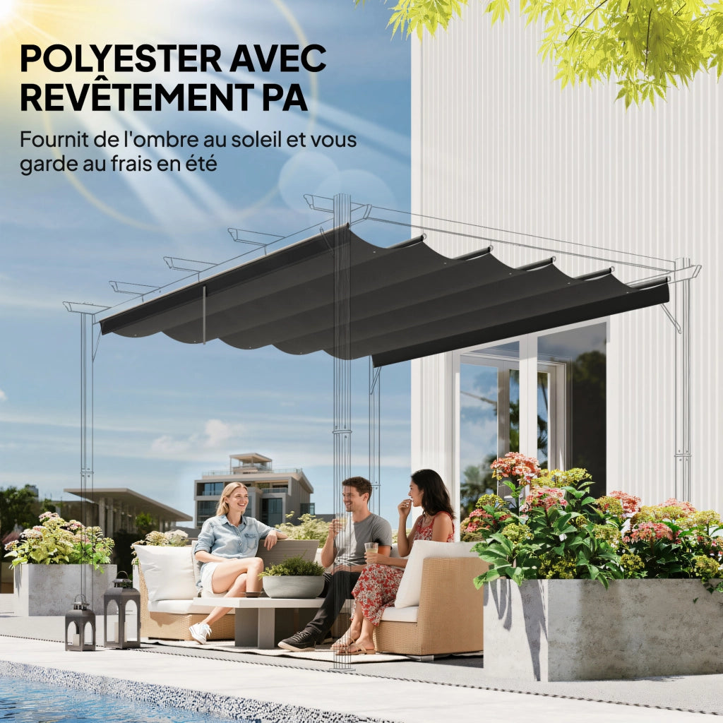 Tenda per Pergola Retrattile ¨C Minimal ¨C 350x260 cm Grigio Scuro