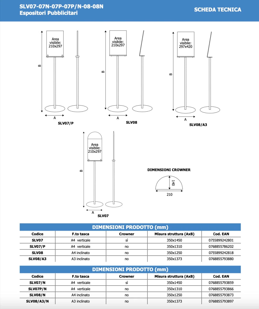 Espositore porta depliant formato A4 - Silver