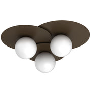 Plafoniera Flat 3 luci E27 marrone acciaio Luminex