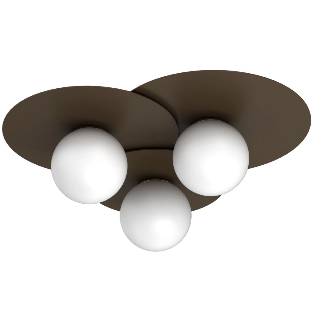 Plafoniera Flat 3 luci E27 marrone acciaio Luminex