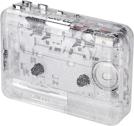 Cassettespeler portatile trasparente con registrazione USB con connessione USB 2.0
