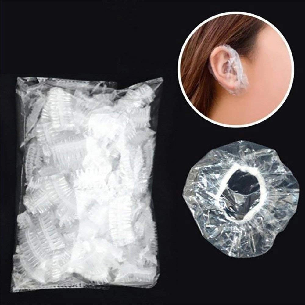 Trade Shop - Set 30 Pezzi Copriorecchie Plastica Monouso Copri Orecchie Parrucchiere Capelli -