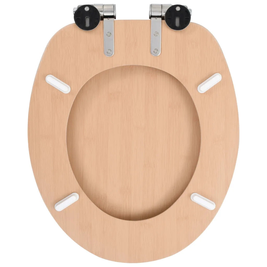 Tavoletta WC Coperchio Chiusura Morbida MDF Design a Bambù 143926