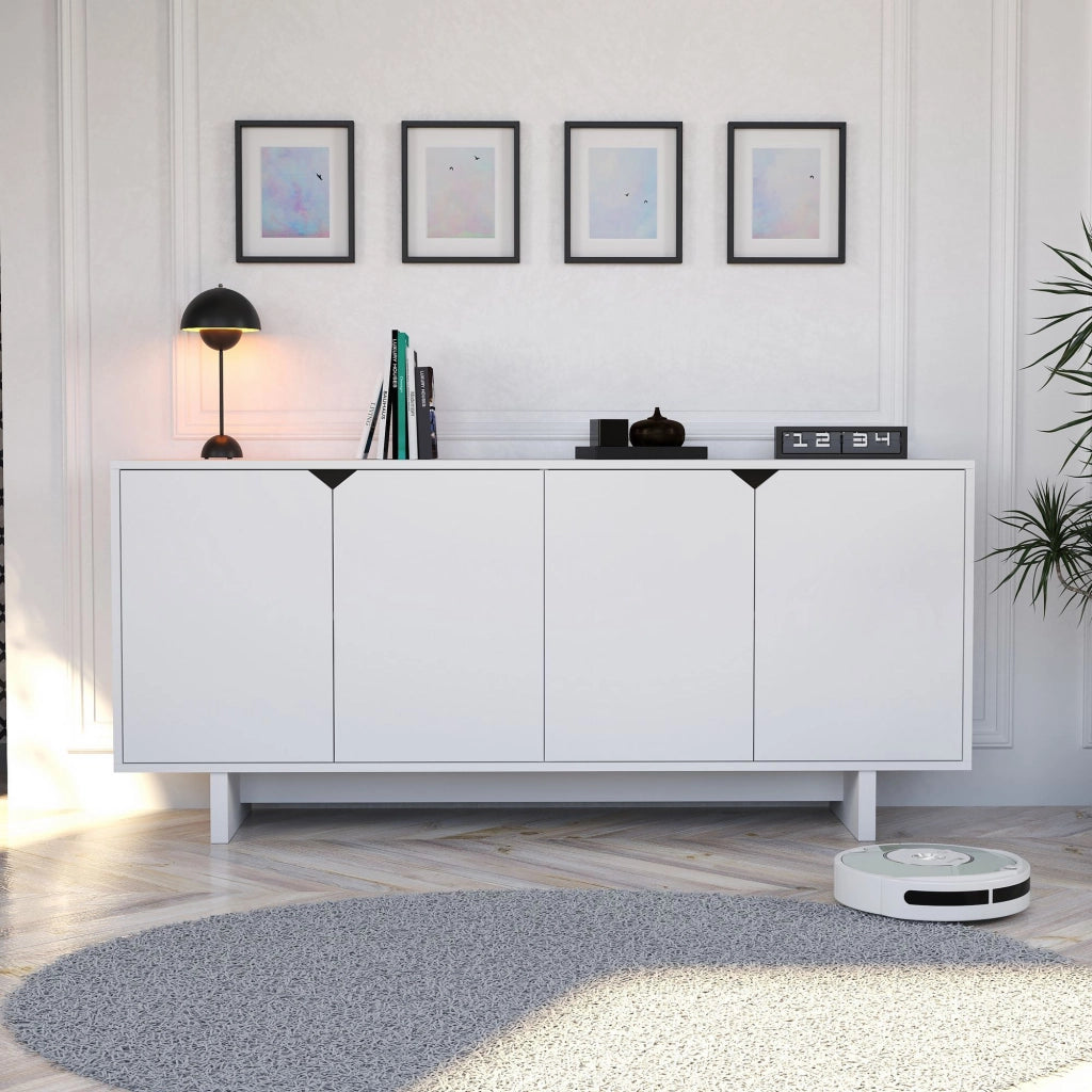 Credenza in legno "Doruk" - 180 x 40 x 81 cm - Bianco