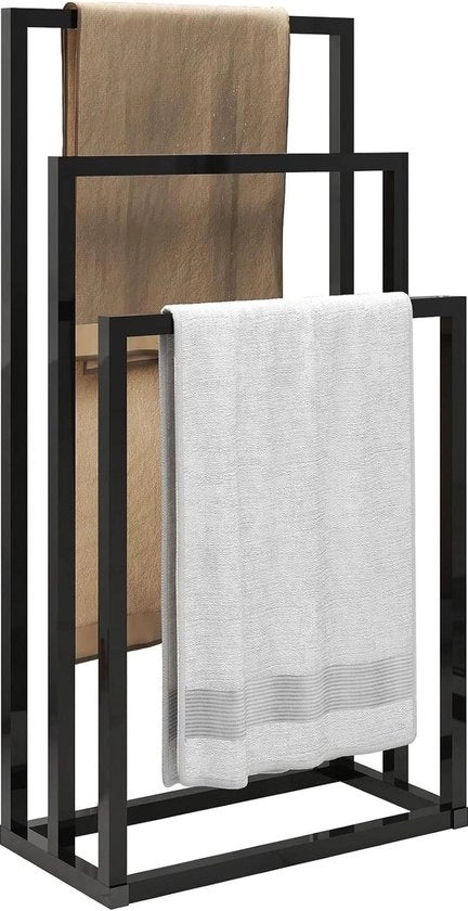 Handricostruttore a 3 livelli per asciugamani in bagno - nero