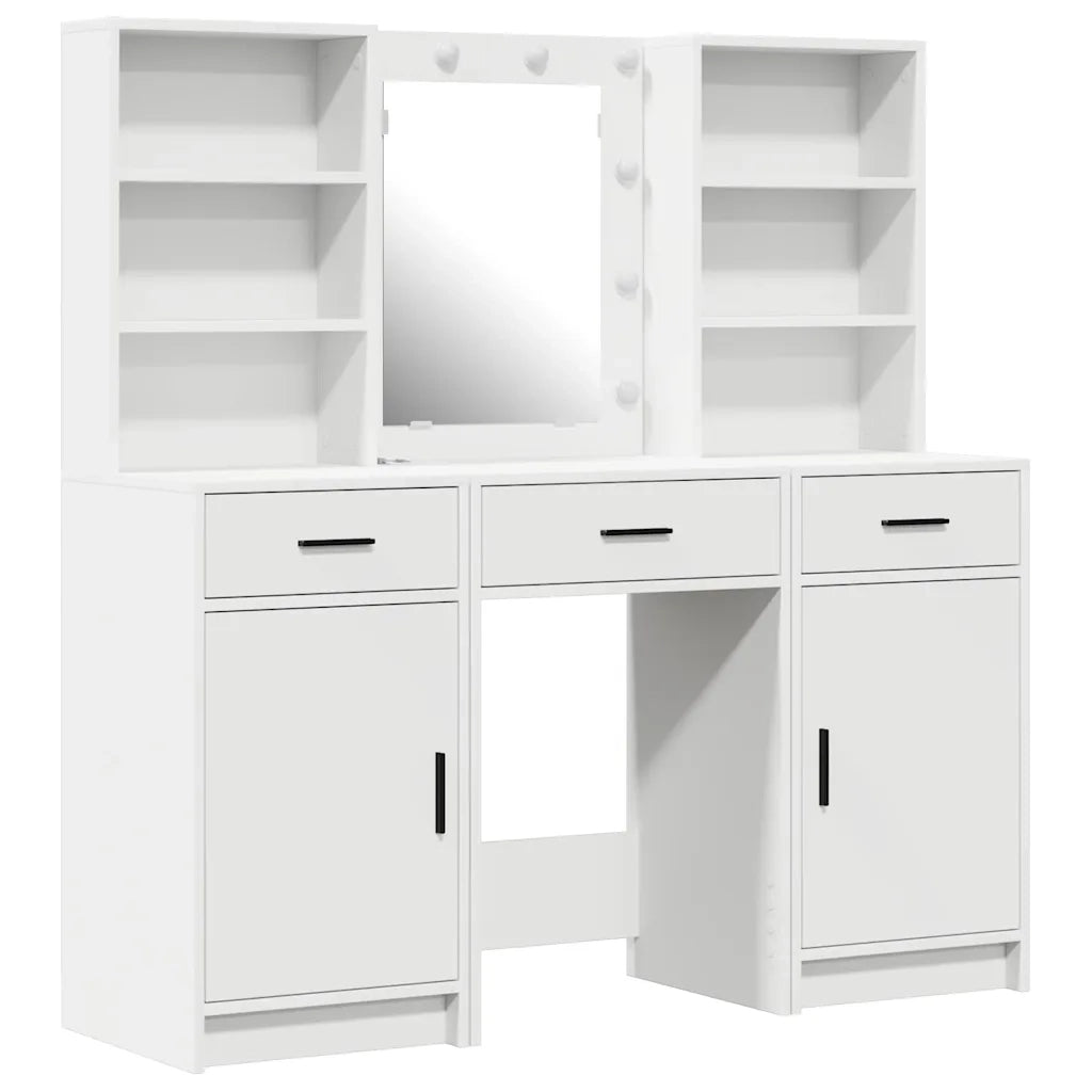 Set da tavolo da trucco con LED 3 pcs Bianco Legno multistrato 3334290