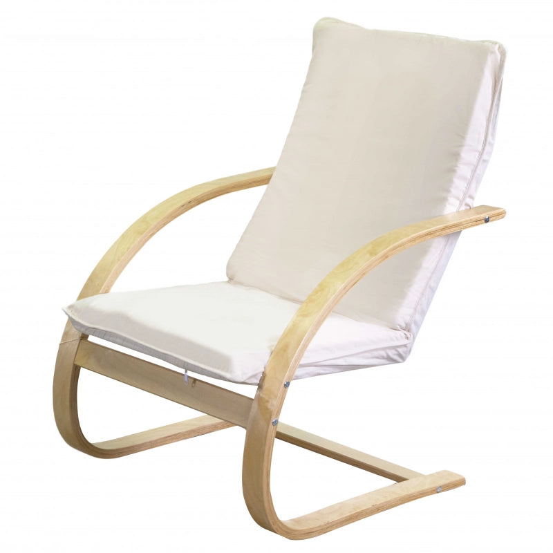 Poltrona legno tessuto imbottito crema cm 67x78h95