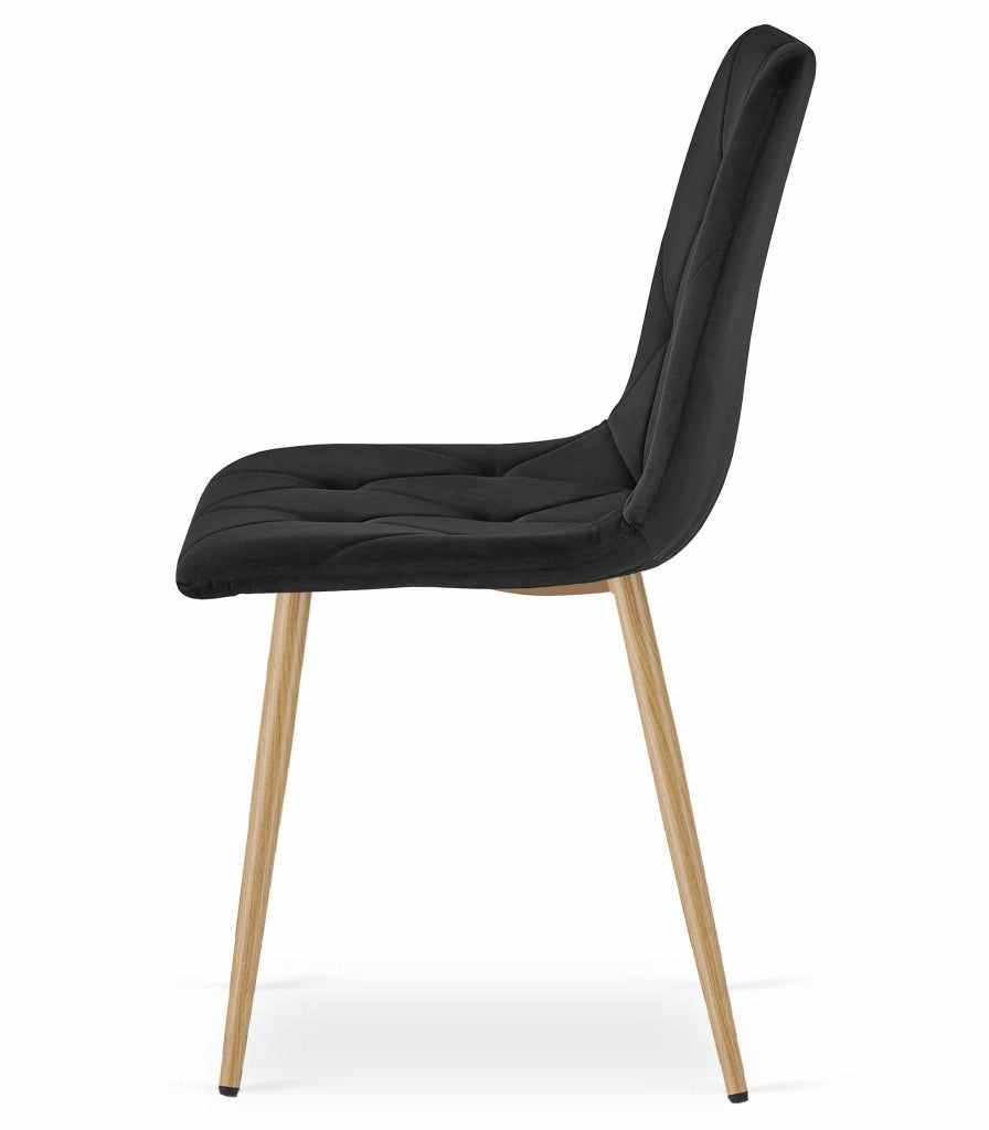 Sedia Valora TYRA in velluto nero con gambe color legno