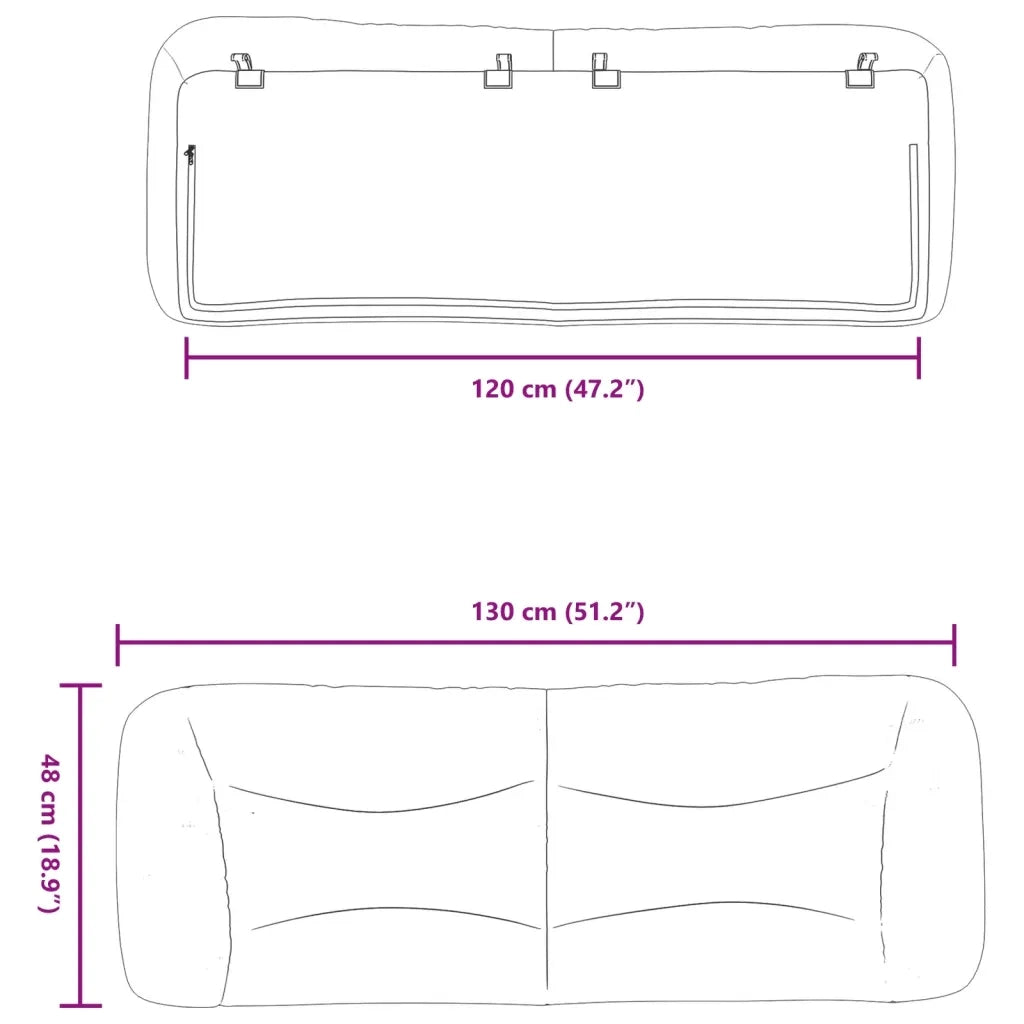 Cuscino Testiera Hvar Crema 120 cm in Tessuto 374566