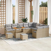 Set Divano da Giardino con cuscino 12 pcs Beige polyrattan 3362567