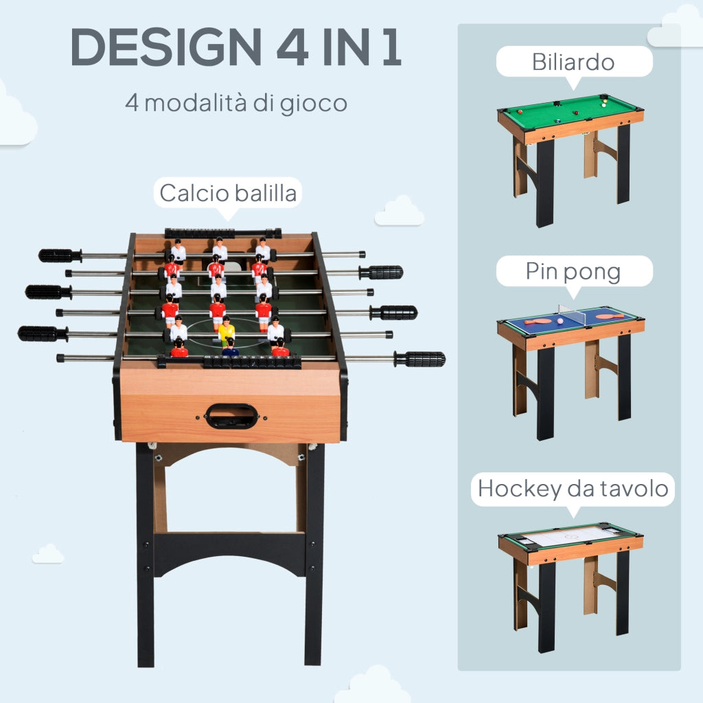 Tavolo Multigioco 4in 1 con Accessori di Gioco 92x78x80 cm in MDF Multicolore