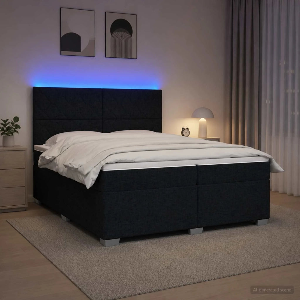 Letto box spring con materasso Nero 200 x 200 cm Tessuto 3454959