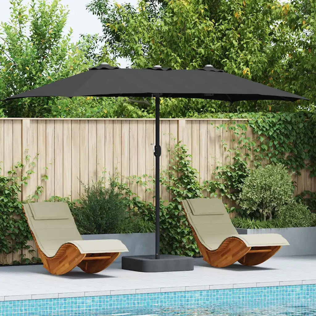 Ombrello da giardino-Ombrellone da spiaggia Nero 385 x 209 x 244 cm