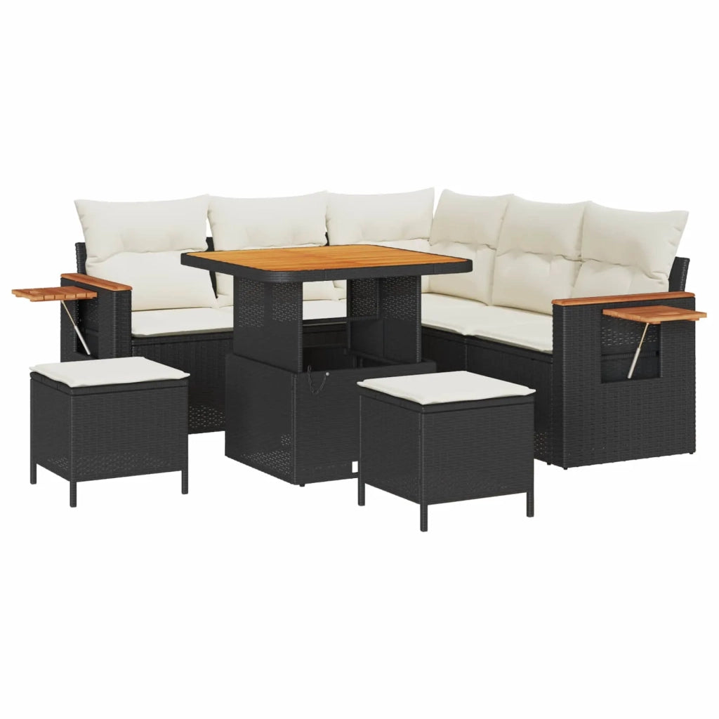 Set Divano da Giardino 8 pcs Nero polyrattan 3363040