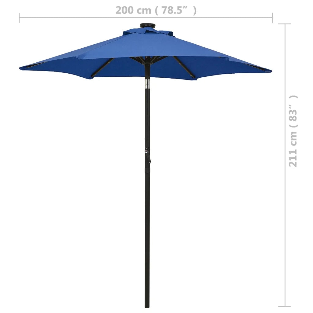 Ombrellone con Luci LED Azzurro 200x211 cm in Alluminio 313564