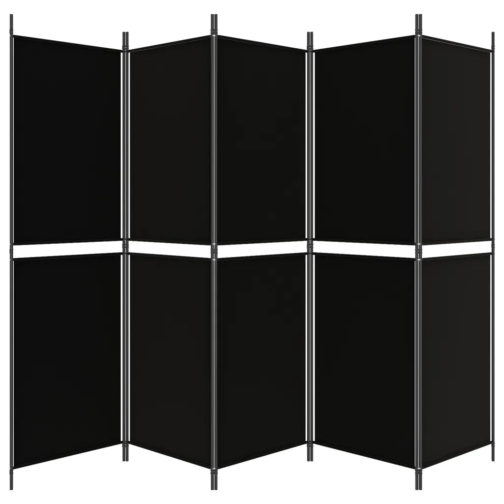 Divisorio a 5 Pannelli Nero 250x180 cm in Tessuto 350221