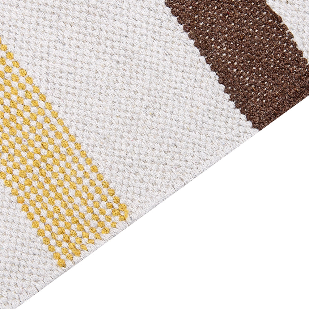 Tappeto marrone e beige righe cotone 80 x 150 cm rettangolare tessuto a mano