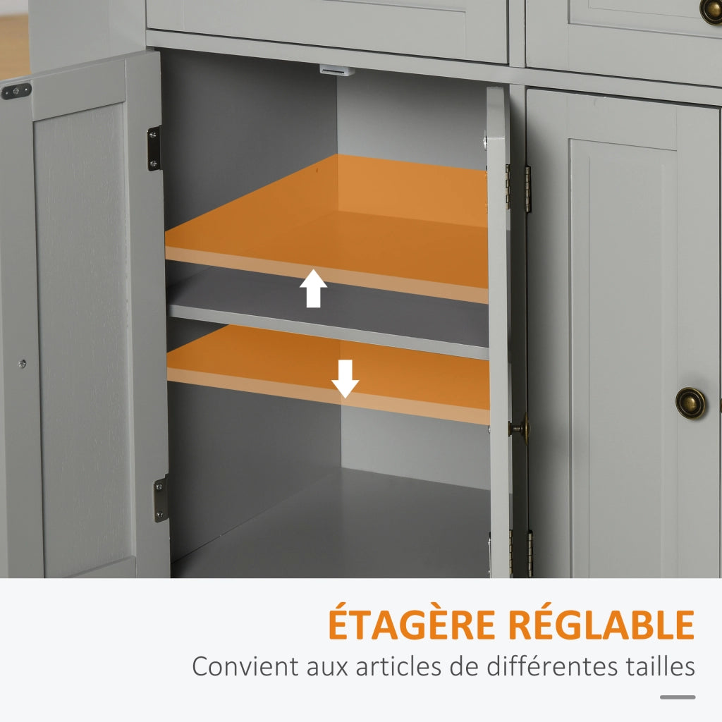 Carrello da cucina con cassetti e ripiani ¨C Xylo ¨C grigio MDF e legno h¨¦v¨¦a