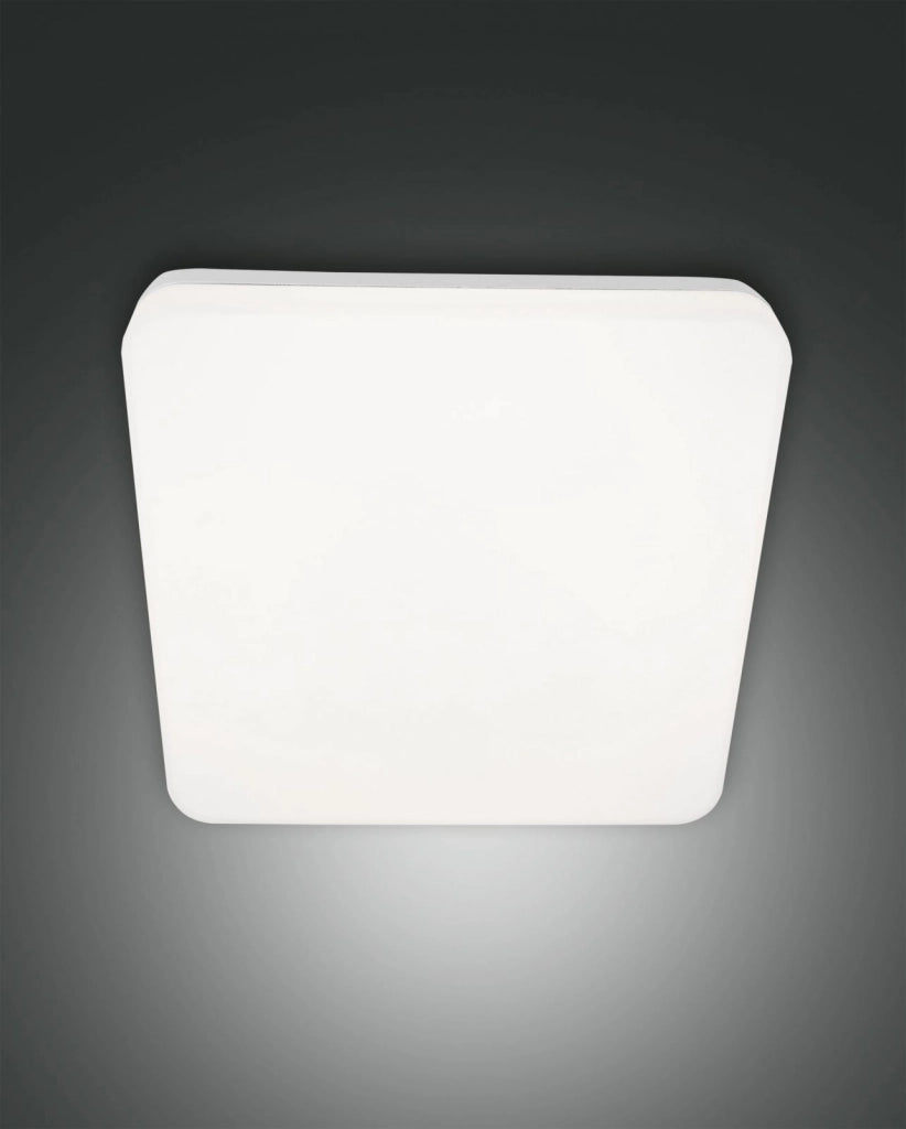 FOLK  PLAFONIERA BIANCA L.28X28CM A LED 27W 3000K 2500LM IP65 C/SENSENSORE